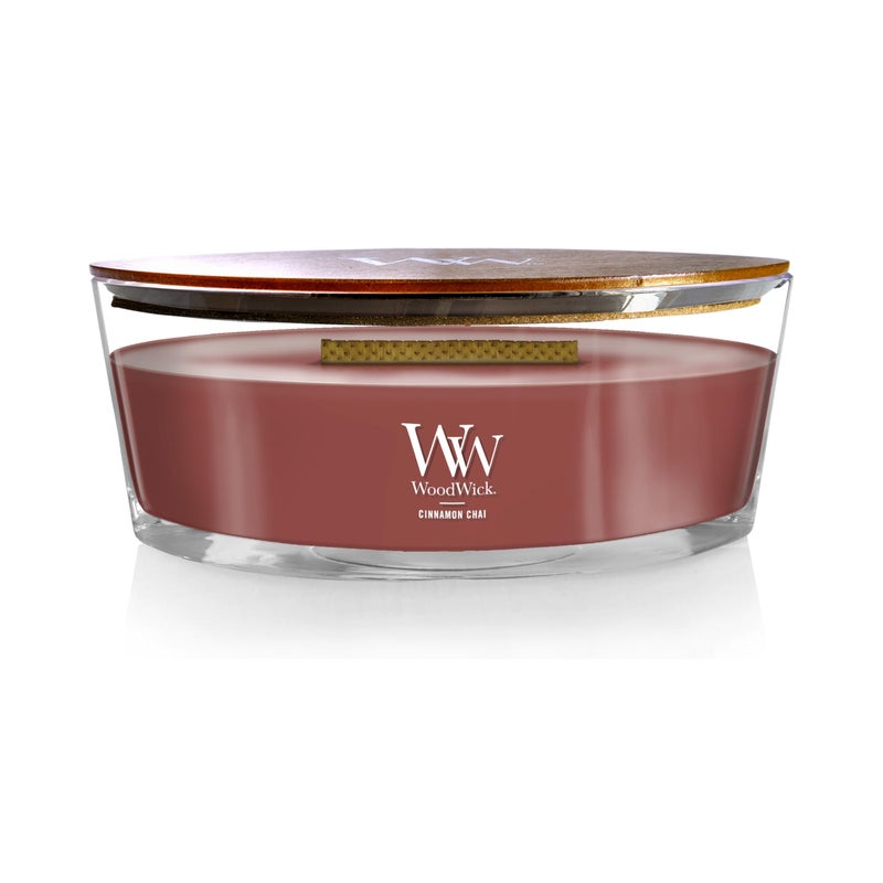 WoodWick Cinnamon Chai Holiday Candle Gifts for Women and Men, 16 oz Ellipse Candle with Crackling Wick - Image 1
